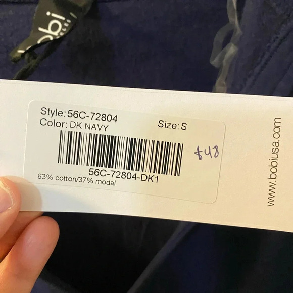 NWT bobi Los Angeles soft boxy cropped sweatshirt w/ sailor collar. Navy. Small - Picture 6 of 7